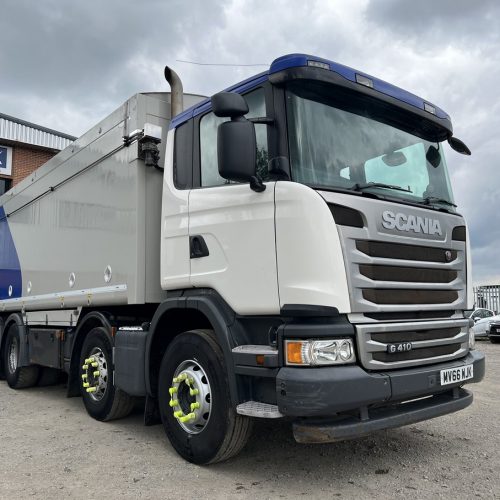 Scania G410 8x2 Aluminium White Side View