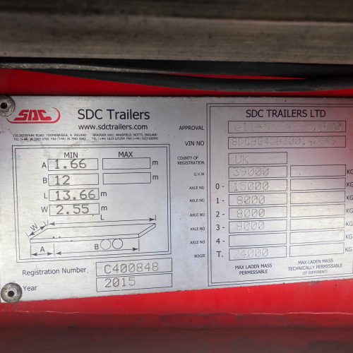 SDC 13.6 M Rollerbed Tri Axle Box Trailer Details