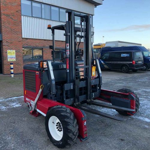 moffett red forklift right side view