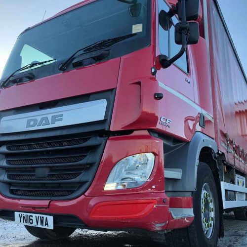 red daf lorry exterior front end left