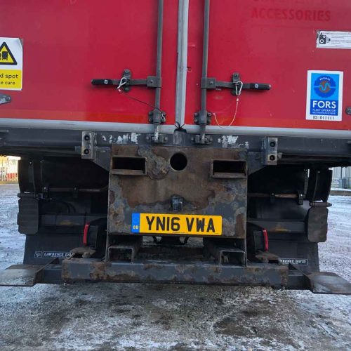 red daf lorry rear view