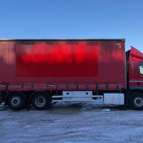 red daf lorry exterior right side view