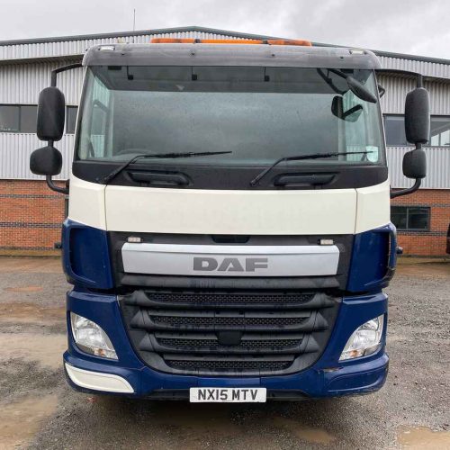 DAF CF 330 6x2 Vacuum Tanker 2015 Blue and White MTV Front-View